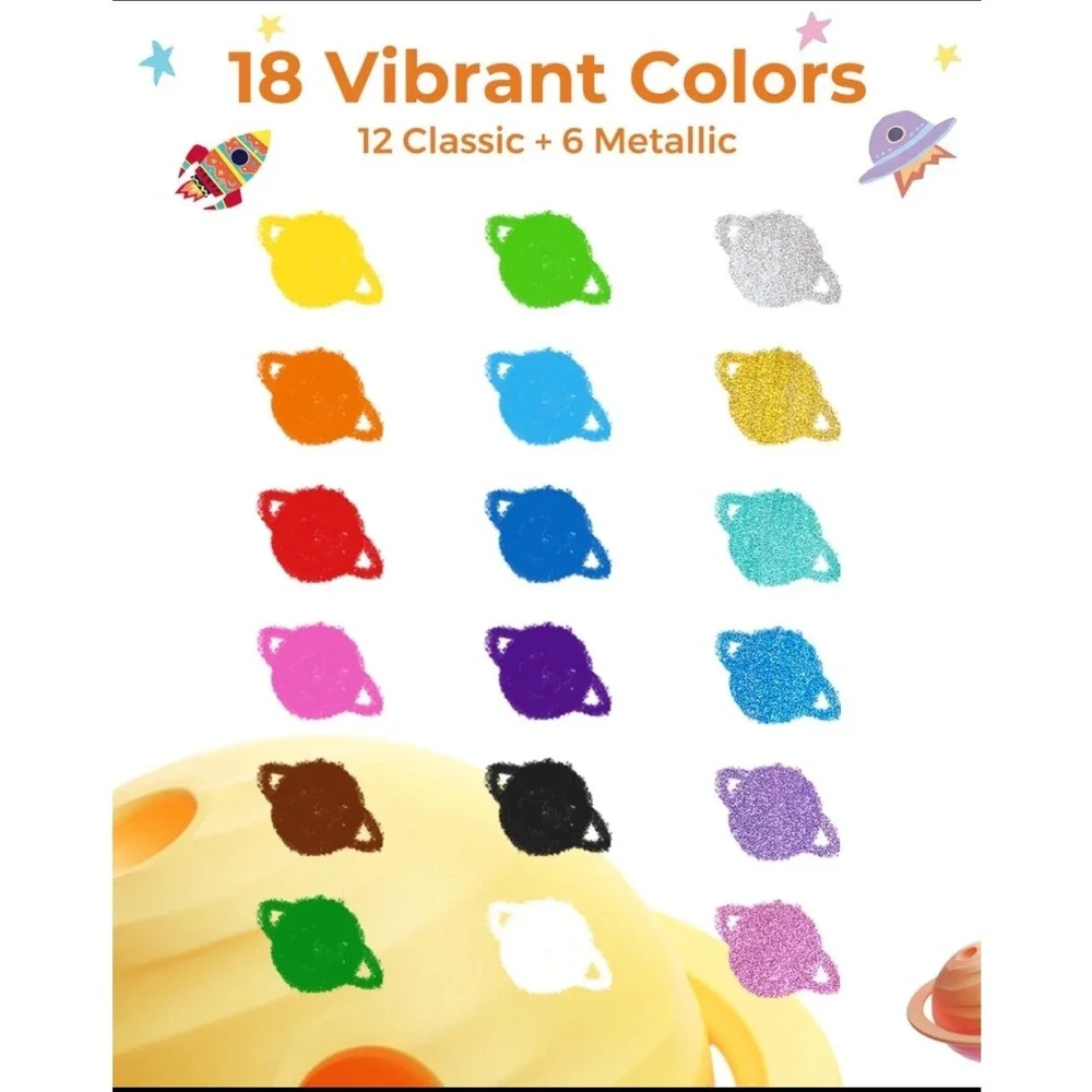 Jupitearth Rocket Crayons 18 Vibrant Colors Twist Up Design‎ For Kids